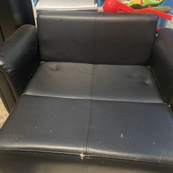 Black Lather Mini Couch 