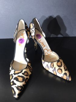 NEW - Sam Edelman Calf Fur Leopard Print Heels Size 8.5