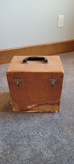 Vintage records and case