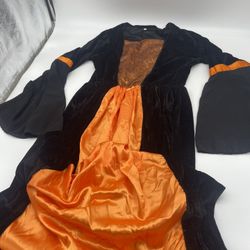 Masquerade Orange/Black Wicked Witch Long Sorceress Classic Dress, Medium *NEW*