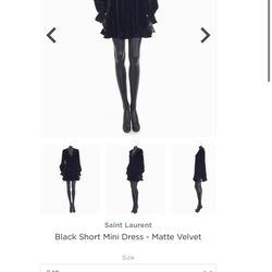 Original PRICE- $2990. SAINT LAURENT PARIS. BLACK SHORT MINI DRESS - MATTE VELVET. 