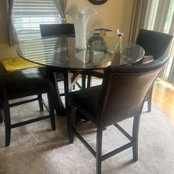     Modern Glass Top Dining Table Set w/ 4 Chairs