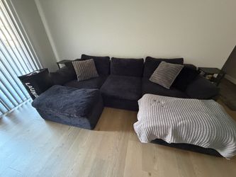 Dark Gray Fabric Sectional Sofa with Chaise