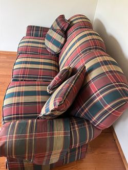 Classic Plaid Fabric Sofa with Loose Cushions