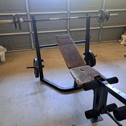 Olympic Bench Bar And Plates 145lb Of Weight 