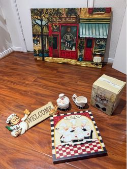 Matching Café Kitchen Decor SET - Chef Bon Apetite.
