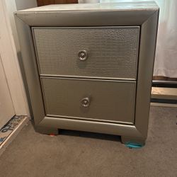 Silver Solid Wood Nightstand 