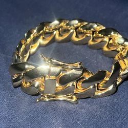 7" 20 Mm Cuban Link Bracelet 18k Gold Plated