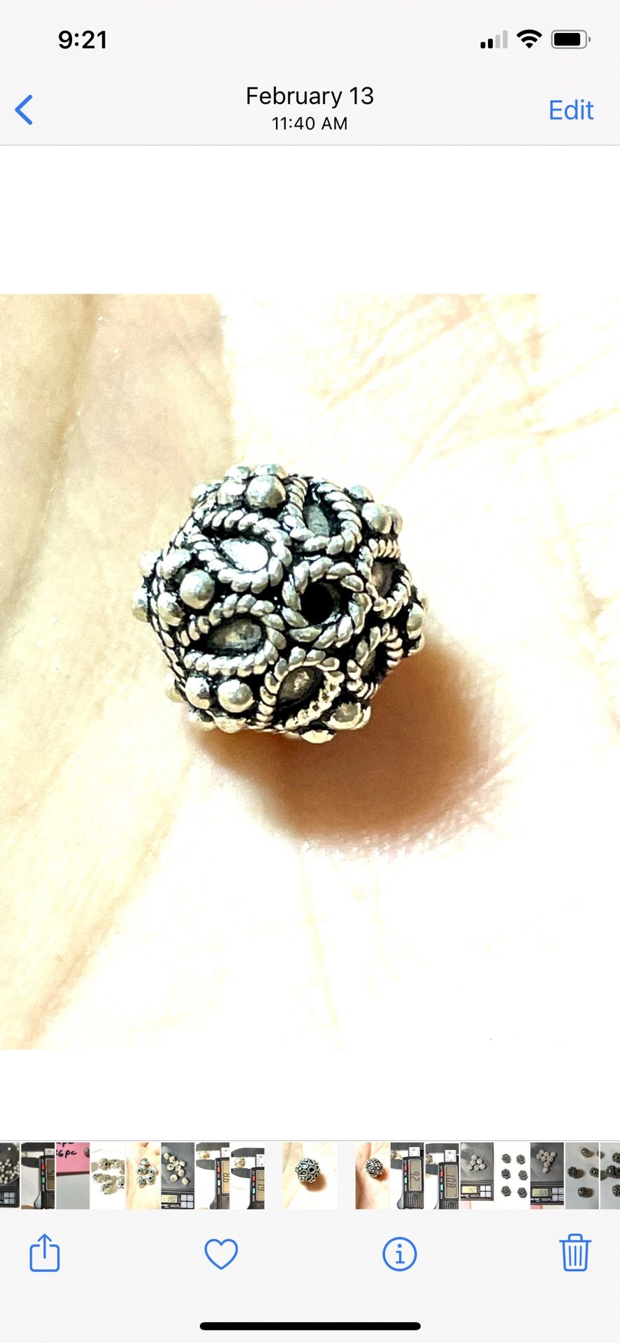 2 Sterling Silver Rope Design Beads 