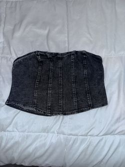 Black SHEIN Denim Corset Top 