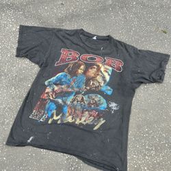 🔥 Vintage Authentic 90s Bob Marley Rap Tee Black L/XL 🔥