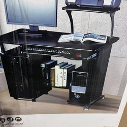 Computer Desk With Storage File Cabinet And Locked Drawer 