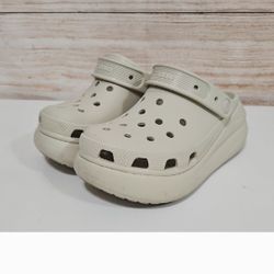 CROCS Kids Platform Classic Crush Clogs Sandals in Bone Cream 4