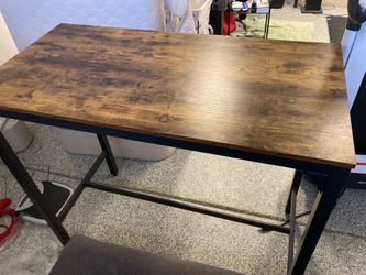 VEIKOUS 47.2 in. W x 23.6 in. D x 41.7 in. H Industrial Brown Pub Bar Table