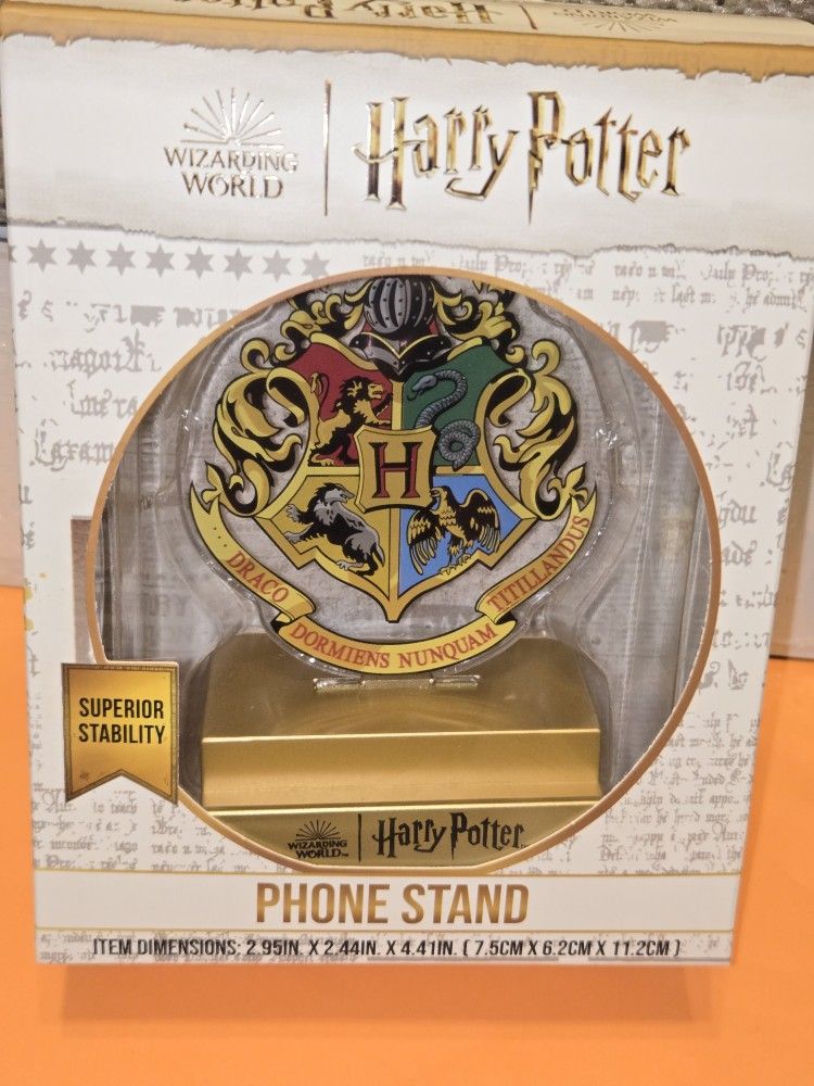 Harry Potter Hogwarts Crest Phone Stand Clear Base Lightweight Compact Stable