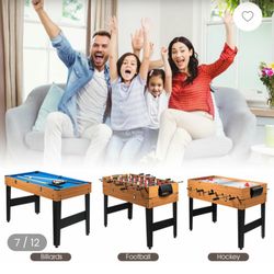 New 3 In 1 Game Table  Foosball  Billiard & Slide Hockey 