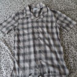 BLDWN Cabus Slim Fit Short Sleeve Sport Shirt light grey Size XS plaid