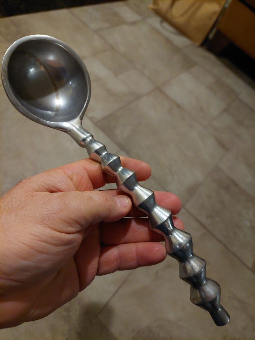 Vintage SILVER GILDED BEADED SPOON