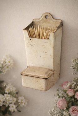 Vintage Tin  toothpick/ Matchstick Holder 