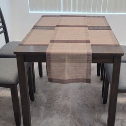 5 Piece Solid wood Dining table set for 4, Farmhouse kitchen table set with four upholstered chairs