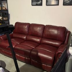 Ashley Leather Coach With Manual Recliner 