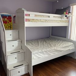 Bunk Bed Full / Twin - Side Step Cabinets 