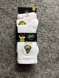 Primark Pink and White Grinch Socks Trio