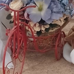 Tricycle Planter Holders With Artificial  Plants In Pots