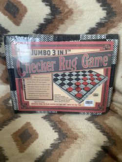 Checker Rug Game 3 in 1 Checkers and Tic-Tac-Toe (28" x 28") New