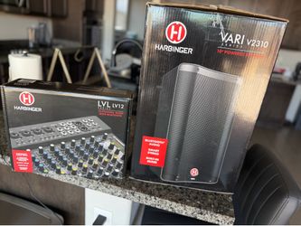 Harbinger VariV2310 Speaker and LVL LV12 Mixer