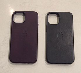 Apple Leather Case for iPhone 12 mini / 13 mini (2 available) + Bonus MagSafe Leather Wallet