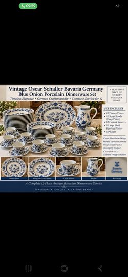 Oscar Schaller Bavaria Blue Onion Porcelain Dinnerware Set