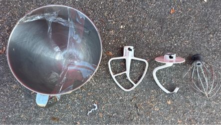OEM Kitchenaid Stainless Steel Mixer Bowl & 3 Adapters
