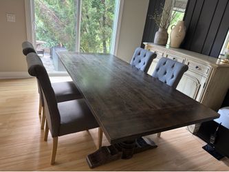 Solid Wood Dining Table 88x40 with 4 Chairs
