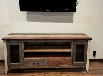 3 pieces wooden furniture -  media console, coffee bar, bar height table