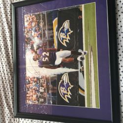 Huge Autographed Ray Lewis Professionally Framed And Matted W/ Coa