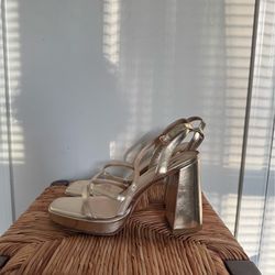 Women’s Metallic Gold Platform Block Heel Sandals size 8.5