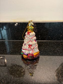 Kurt S. Adler Frosted Glass Christmas Tree 5” Ornament Beads Garlands Bows Gifts