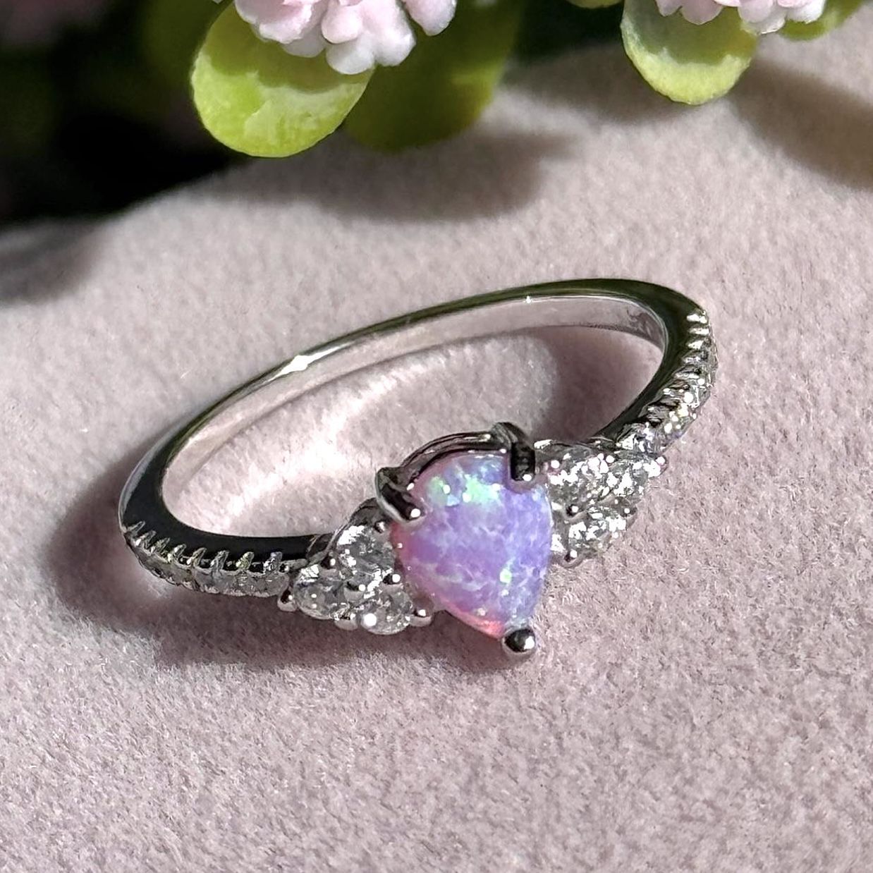 Pink Opal 💍 925 Sterling Silver Ring Size 8