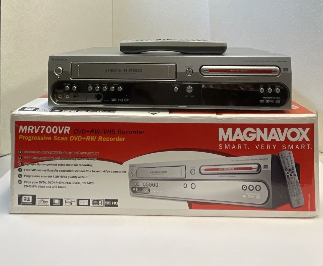 Magnavox MRV700VR/17 VCR DVD Combo Player Recorder With Remote & Box - TESTED
