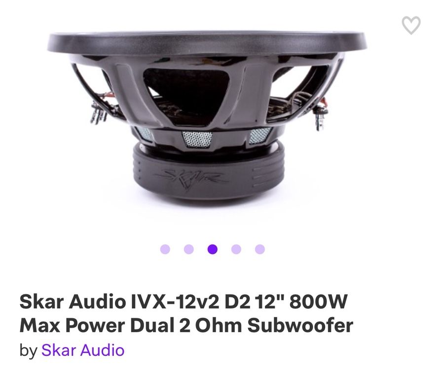 Skar 12 ivx dual voice coil 2ohm sub woofer in box for Sale in
