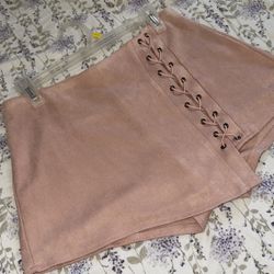 Blush suede skort