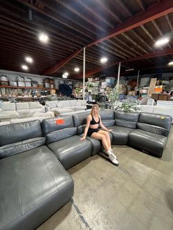 Costco Leather power reclining sectionals