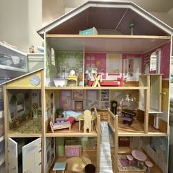 Grand View Mansion Wooden Dollhouse with Elevator and Accessories
