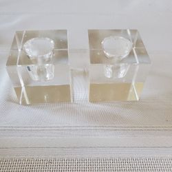 Cube Shape Heavy Lead  Crystal  Csndle Holders