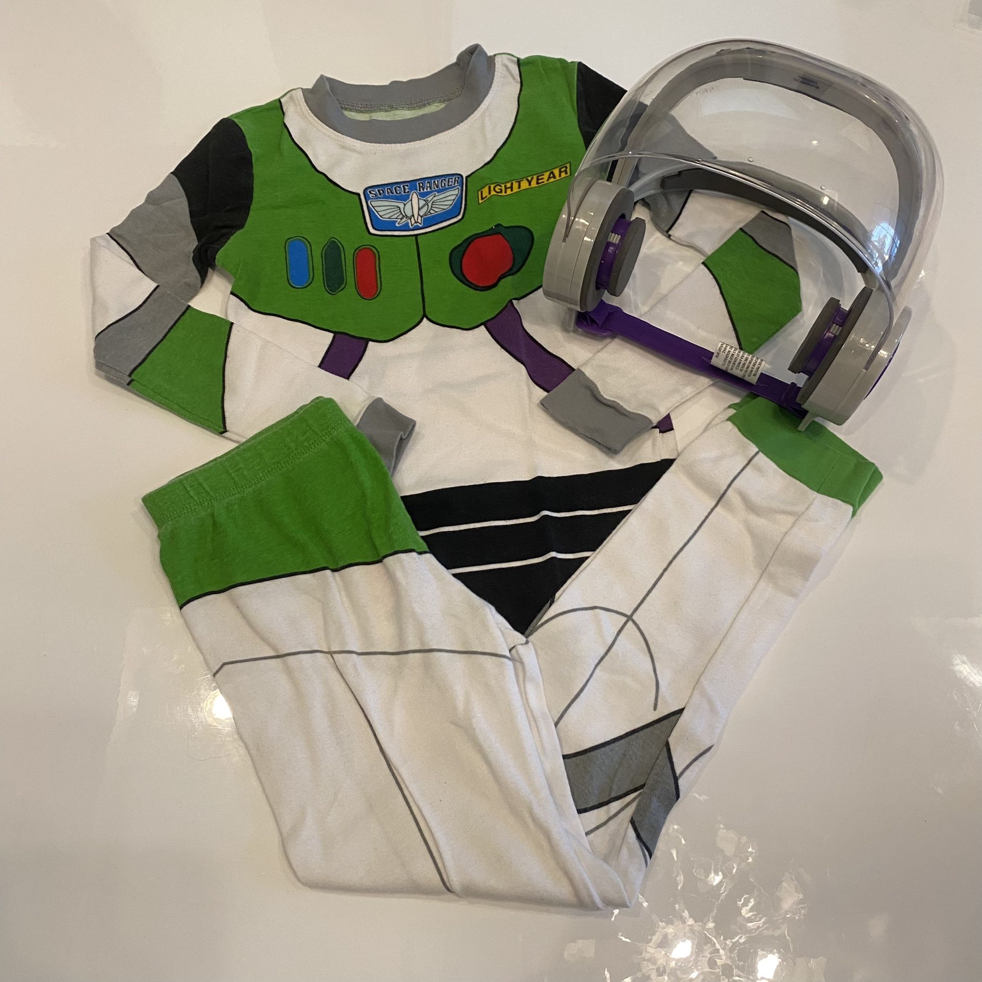 Disney Pixar Toy Story Buzz Lightyear Halloween Costume Pajamas & Helmet | Sz 7