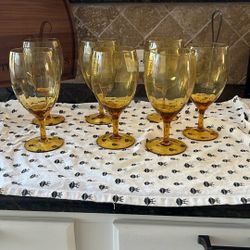 Vintage Amber Glass Goblets
