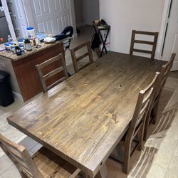 Wood Dining Room Set + Coffee Table