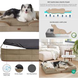 Orthopedic Dog Bed for Extra Large Dogs - XL Washable Dog Sofa Beds Large, Supportive Foam Pet Couch Bed with Removable Washable Cover, Waterproof Lin
