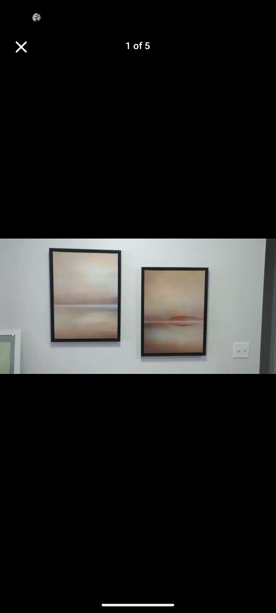 'Landscape Sunset' by Cora Niele Set of 2 Black Framed- 18"x 24" Each...
